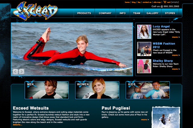 ExceedWetsuits.com - Web Design Portfolio